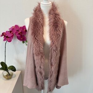 SAY WHAT Women’s Faux Fur Knit light pink vest, One Size